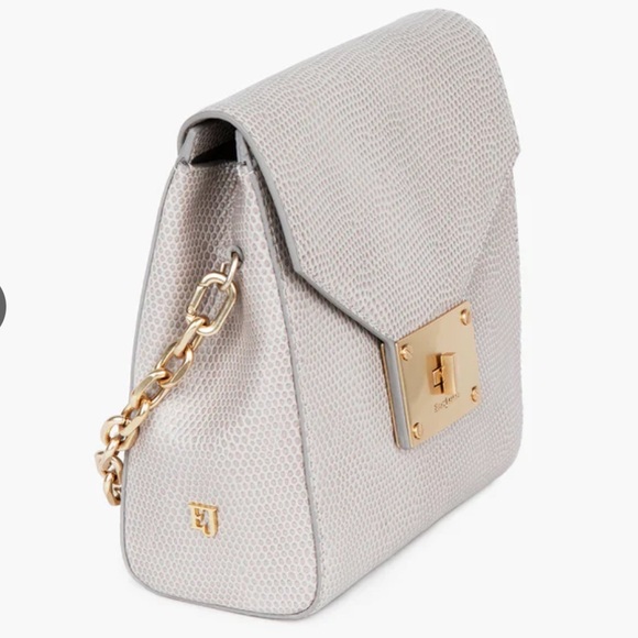 Eric Javits Livia Light Gray Crossbody Bag with Gold Chain - NWT - Picture 2 of 15